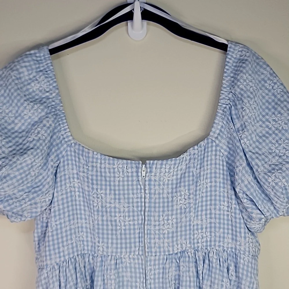 ORIGINALITY BABY BLUE GINGHAM BABYDOLL DRESS